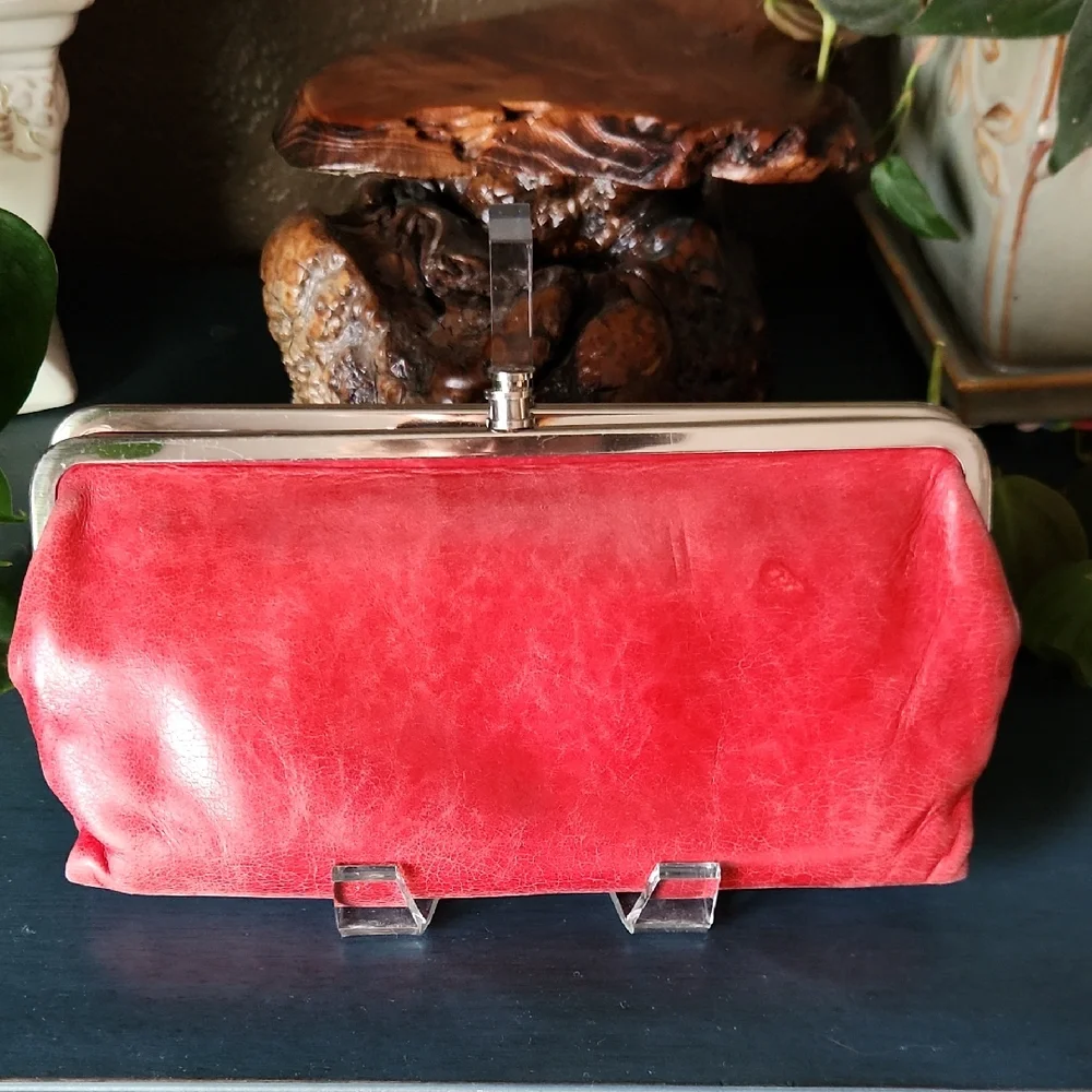 HOBO Lauren Leather Double Frame Clutch with Silver-Tone Hardware - Picture 1 of 16